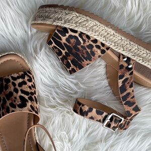 Leopard Print Espadrille Sandals